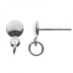 Orecchini a bottone in argento con occhielli, argento 925