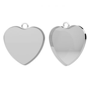Ciondolo cuore, base in resina, argento 925, CON 1 FMG 26 mm