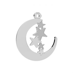 Ciondolo - luna con stelle - base per Swarovski*argento AG 925*LK-0436 16x18,5 mm (2816 MM 5)