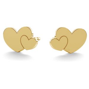 Doppio cuore orecchini oro 14K LKZ-00702 KLS - 0,30 mm