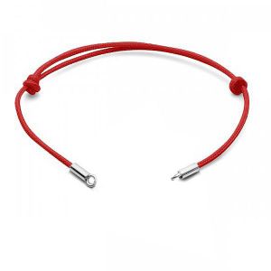 Bracciale con cordino cerato - regolabile - rosso*argento AG 925*J-STRING BRACELET 23 13,5-24,50 cm