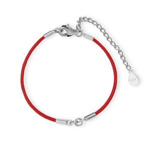 Bracciale a corda in due pezzi con estensione - rosso*argento AG 925*J-STRING BRACELET 25 15,5-19,50 cm