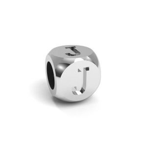 Ciondolo - cubo con lettera J*argento 925*CUBE J 4,8x4,8 mm