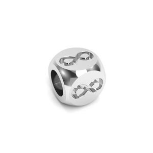 Ciondolo - cubo con segno di infinito*argento 925*CUBE INF 4,8x4,8 mm