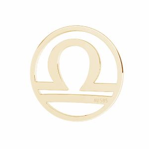 Libra pendente zodiaco, oro 585 14K, LKZ14K-50189 - 0,30 12x12 mm