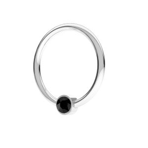 Ciondolo tondo con cristallo nero, argento 925, ODL-00703 13,5 mm ver.3