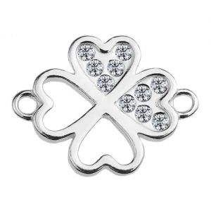 Ciondolo connettore - trifoglio con cristalli GAVBARI*argento AG 925*CON 2 ODL-01074 ver.2 13x17 mm