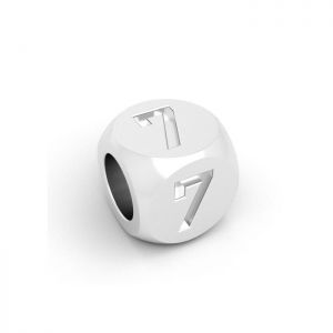 Ciondolo - cubo con cifra 7*argento 925*CUBE 7 4,8x4,8 mm