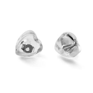 Tappi per orecchini in silicone - cuore, argento 925, BAR 5 5,5x5,8 mm