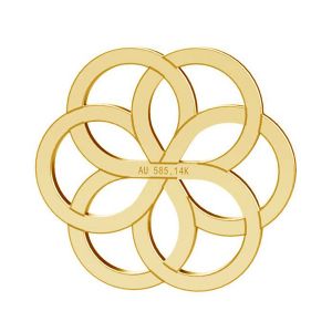 Rosetta di fiori ciondolo, oro 14K, LKZ14K-50248 - 0,30 10x10 mm
