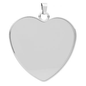 Ciondolo cuore, base in resina, argento 925, KR CON 1 FMG 26 mm