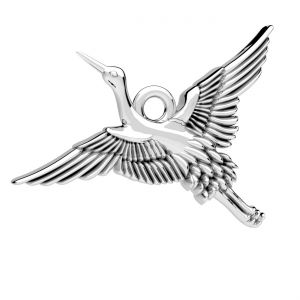 Uccello gru, ciondolo, argento 925, ODL-01309 19x23,4 mm