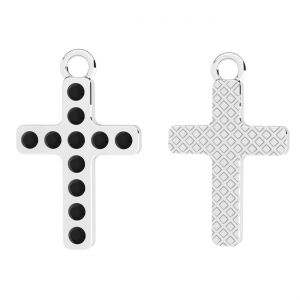 Croce con cristalli neri, argento 925, OWS-00244 ver.3 12,3x20 mm