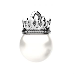 Ciondolo corona - perla bianca*argento AG 925*OWS-00716 8x12 mm ver.2