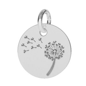Ciondolo - dente di leone - piastra rotonda*argento AG 925*J-LKM-2008 - 0,40 14 mm