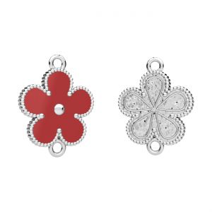 Connettore pendente - fiore, con resina rossa*argento 925*CON-2 ODL-01377 15x19,3 mm ver.3