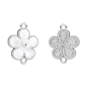 Connettore pendente - fiore, con resina bianca*argento 925*CON-2 ODL-01377 15x19,3 mm ver.4
