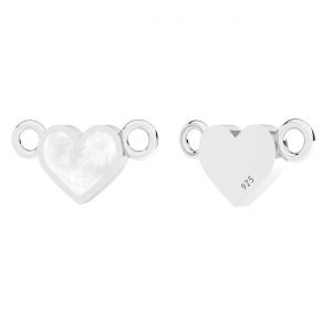 Connettore pendente - cuore, resina bianca*argento AG 925*CON-2 ODL-01434 6,7x15 mm ver.4