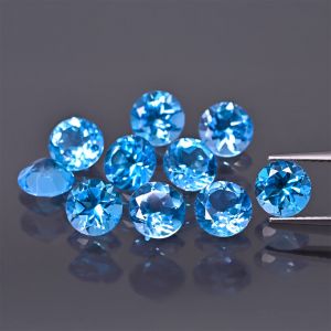 Pietra rotonda, cono - topazio Swiss Blue 6 MM