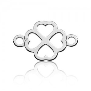 Connector pendant - four-leaf clover with hearts*sterling silver AG 925*BL 526 - 0,4 mm