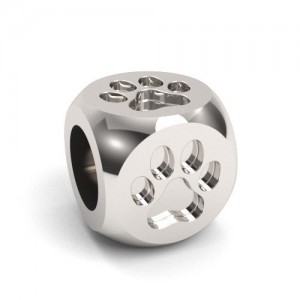 Bead cube - dog paw*sterling silver AG 925*CUBE PAW