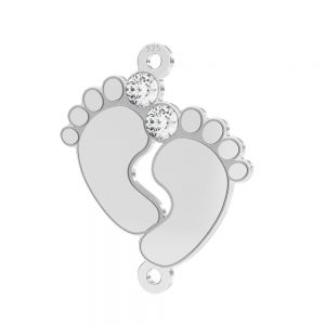 Ciondolo connettore - piedini di bambino con cristalli rosa Preciosa*argento AG 925*LKM-3314 - 0,50 16x19,5 mm (crystal)