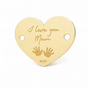 Ciondolo connettore in oro - cuore - mani di bambino*oro AU 375*LKZ9K-30115 - 03 10,2x13 mm